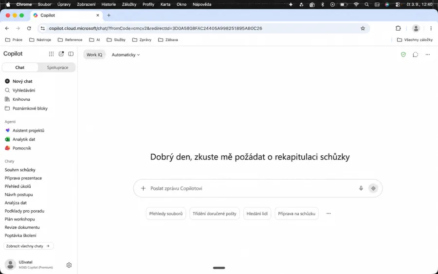 Označení M365 Copilot Premium v aplikaci Microsoft Copilot